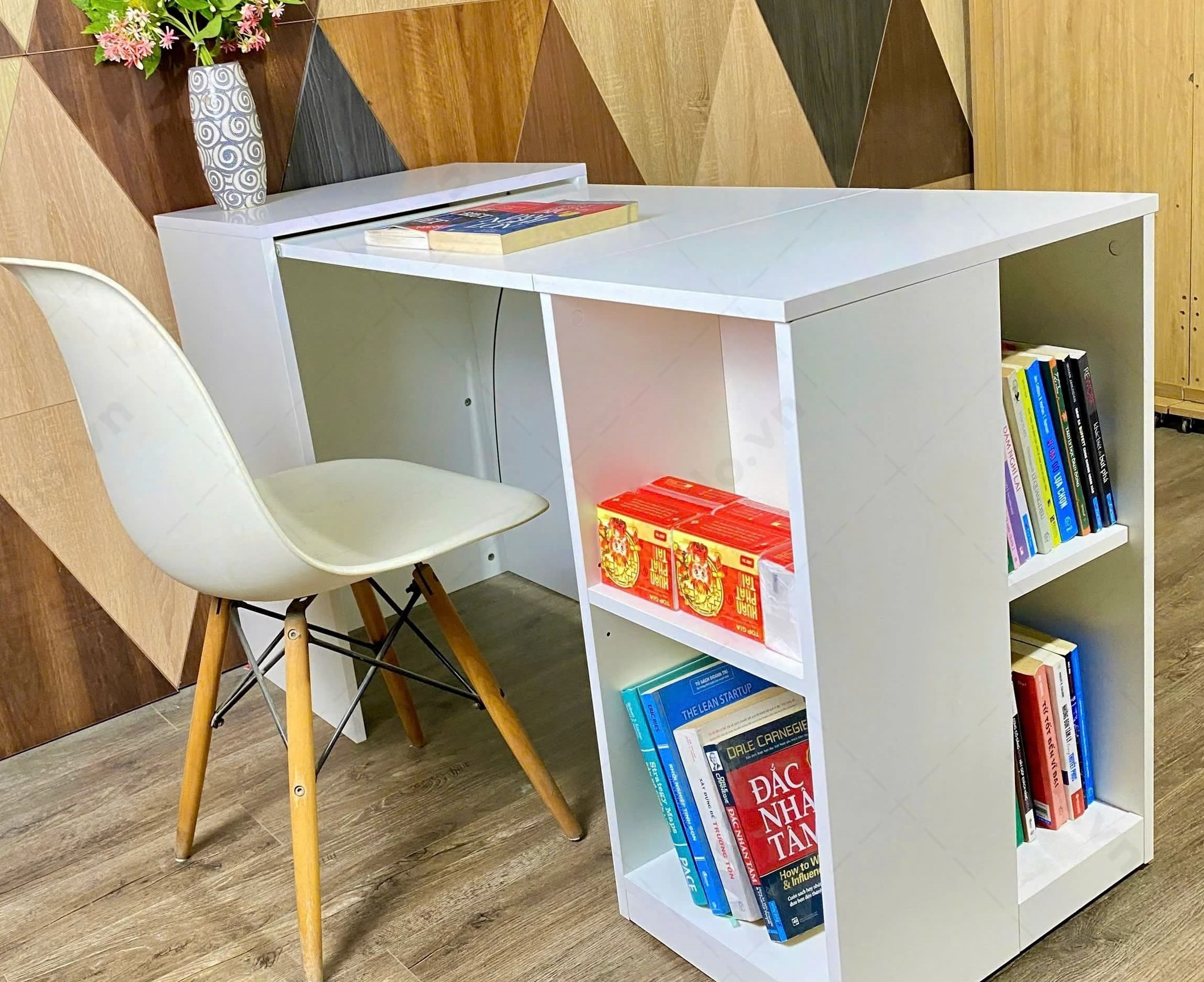 Tham khảo +30 mẫu kệ sách và bàn làm việc kết hợp đẹp mắt